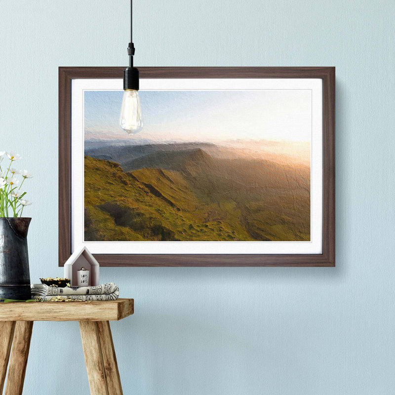 Pen Y Fan in the Brecon Beacons Wales - Picture Frame Painting Print, Walnut Framed, 36cm H x 48cm W x 2cm D