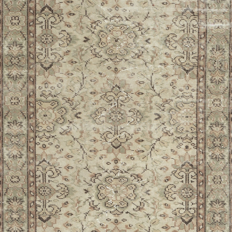 Tapis turc rétro 3,2 x 6,8 pi. Tapis rustique en laine noué à la main pour les intérieurs campagnards et bohémiens
