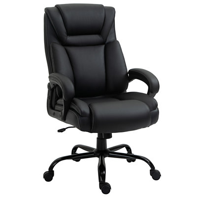 Big And Tall 400Lbs Executive Office Chair With Wide Seat, Computer Desk Chair With High Back PU Leather Ergonomic Upholstery, Adjustable Height And Swivel Wheels