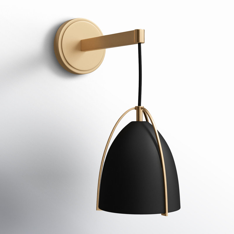 Norman 1 - Light Bath Sconce, No, Steel Midnight Black , Satin Brass