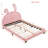 Upholstered Leather Platform Bed With Rabbit Ornament-744387595-759230256