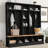 Wide Design Hall Tree with Storage Bench, Minimalist Shoe Cabinet with Cube Storage & Shelves, Multifunctional Coat Rack with 8 Hooks-1620962498