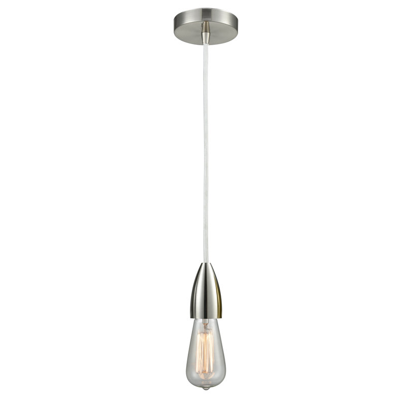 Luminaire suspendu à 1 lumière Cecile, Nickel satiné / Blanc