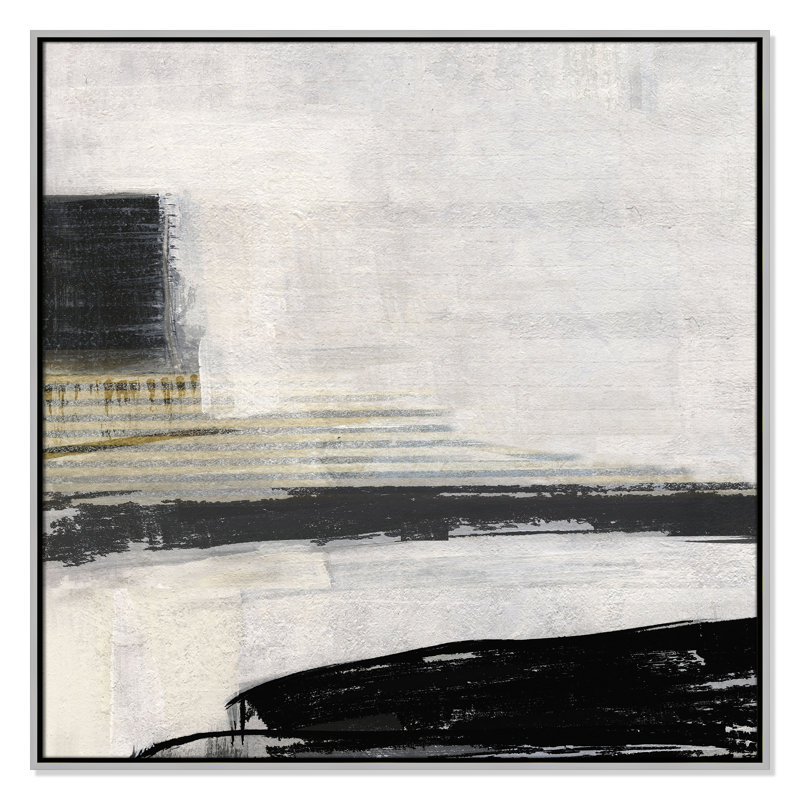 «La Bande I Print» par Sally Swatland, Argent, H 37,5 po x l 37,5 po