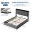 Structure de grand lit avec rangement relevable, lit tapissier en velours avec tête de lit, lit plateforme en métal, support hydraulique, aucun sommier tapissier requis, gris-916604086-916604080