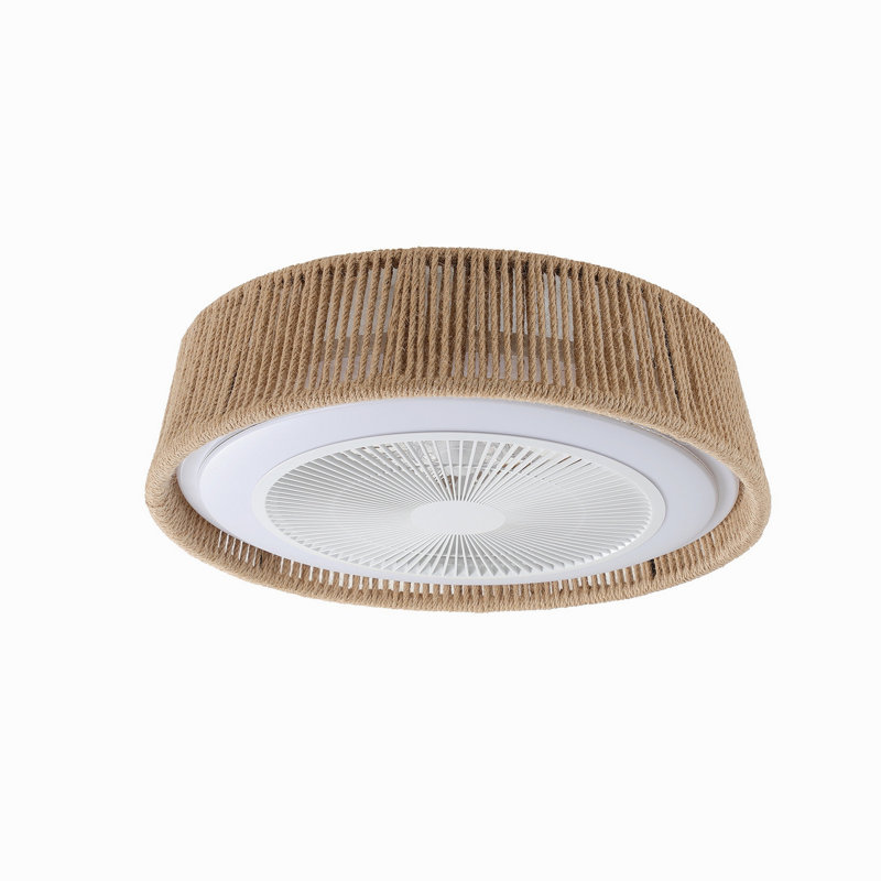 Ventilateur de plafond tressé 21 po Bohemian, télécommande silencieuse avec fonction de minuterie, température de couleur réglable, convient à la chambre à coucher et au salon