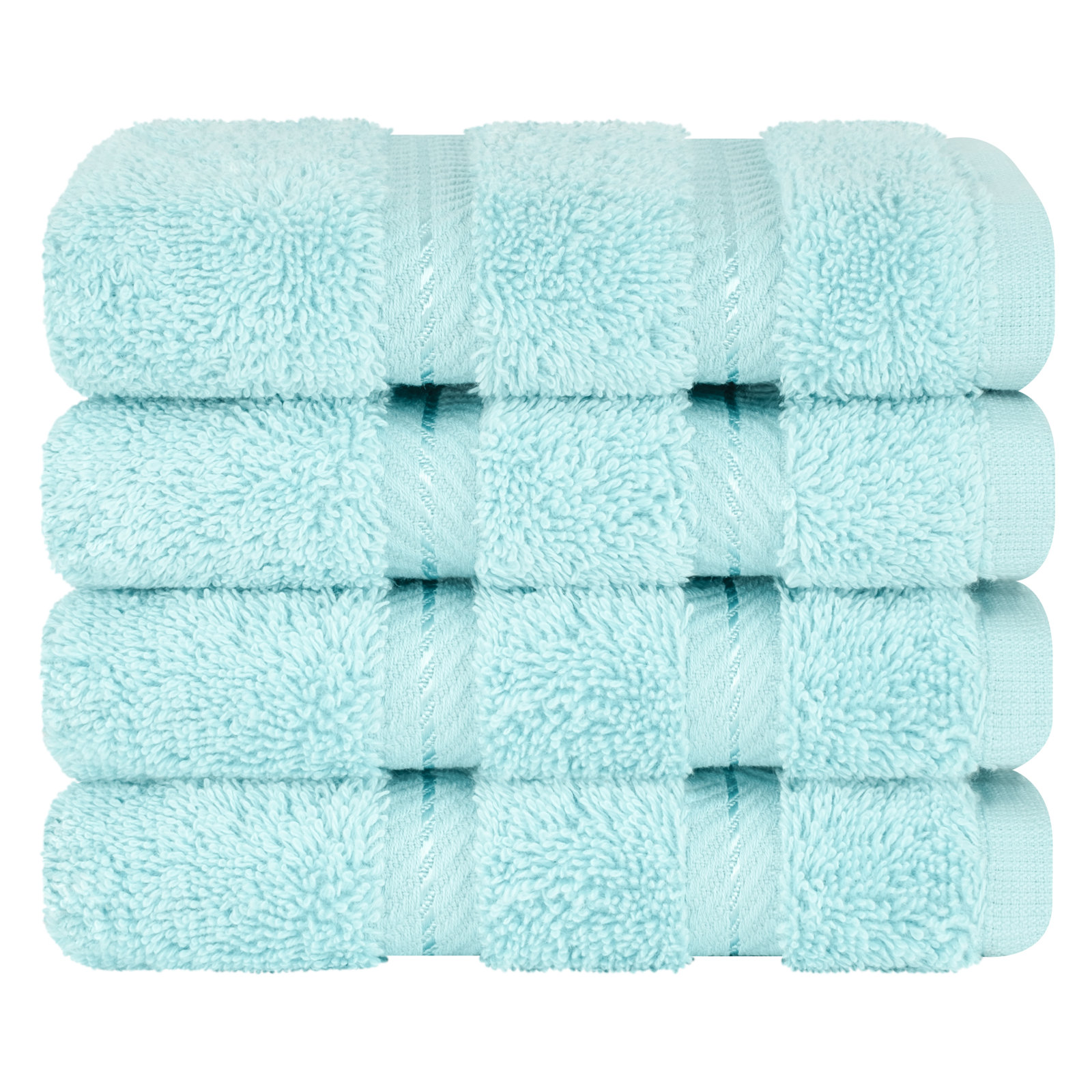 Darcelle 100% Cotton 4-Piece Turkish Washcloth Set, Duck Egg