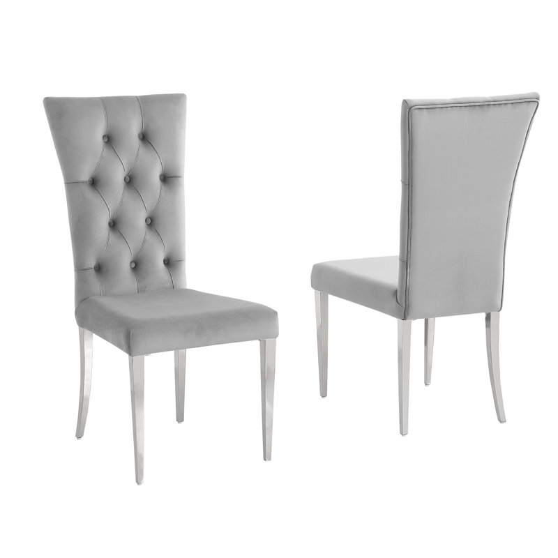 Chaise de salle à manger rembourrée Hineefah, Gris, Argenté