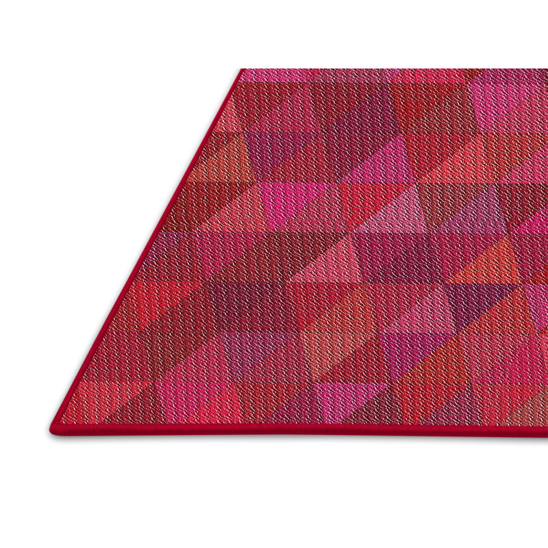 Tapis rouge/rose tissé à la machine, Rectangle 7 pi x 9 pi