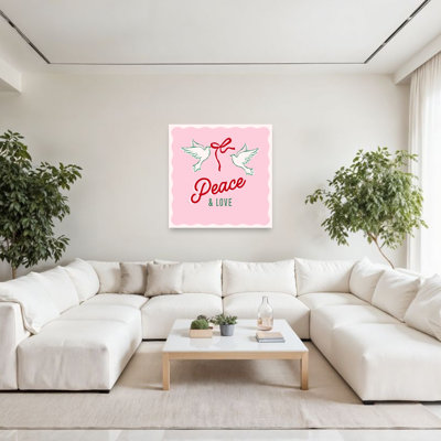 Peace And Love Doves Elegant Peaceful Romantic Bird Wall Art Print by Dominique Vari - Wrapped Canvas Print