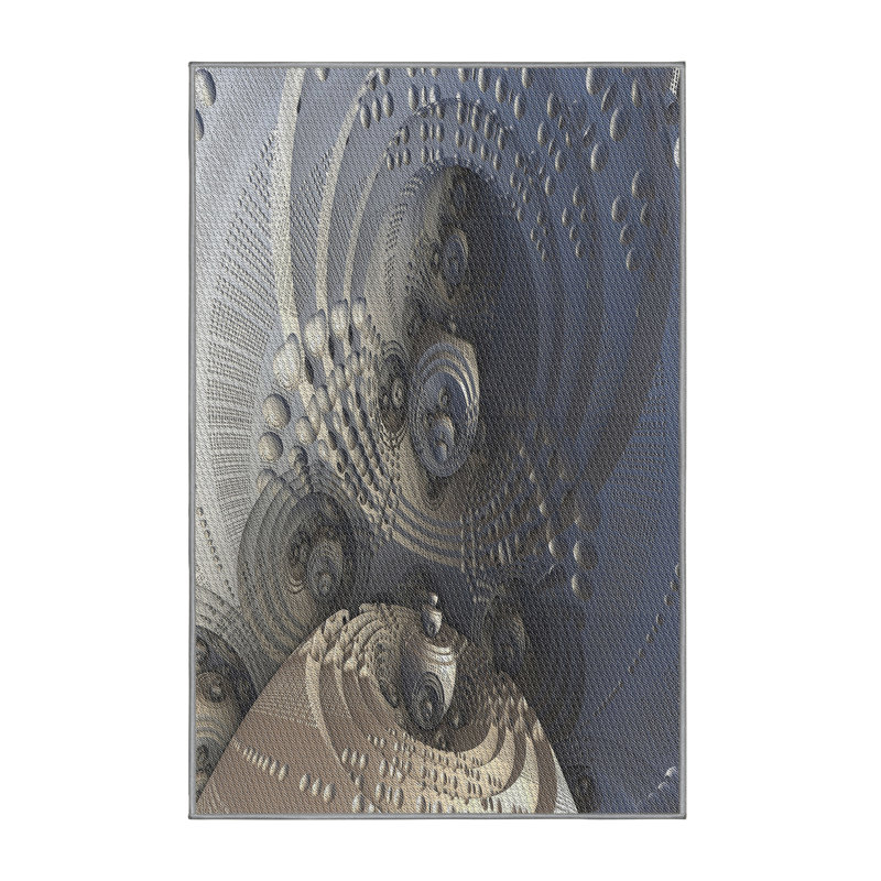 Tapis gris/beige tissé à la machine, Rectangle 7 pi x 10 pi