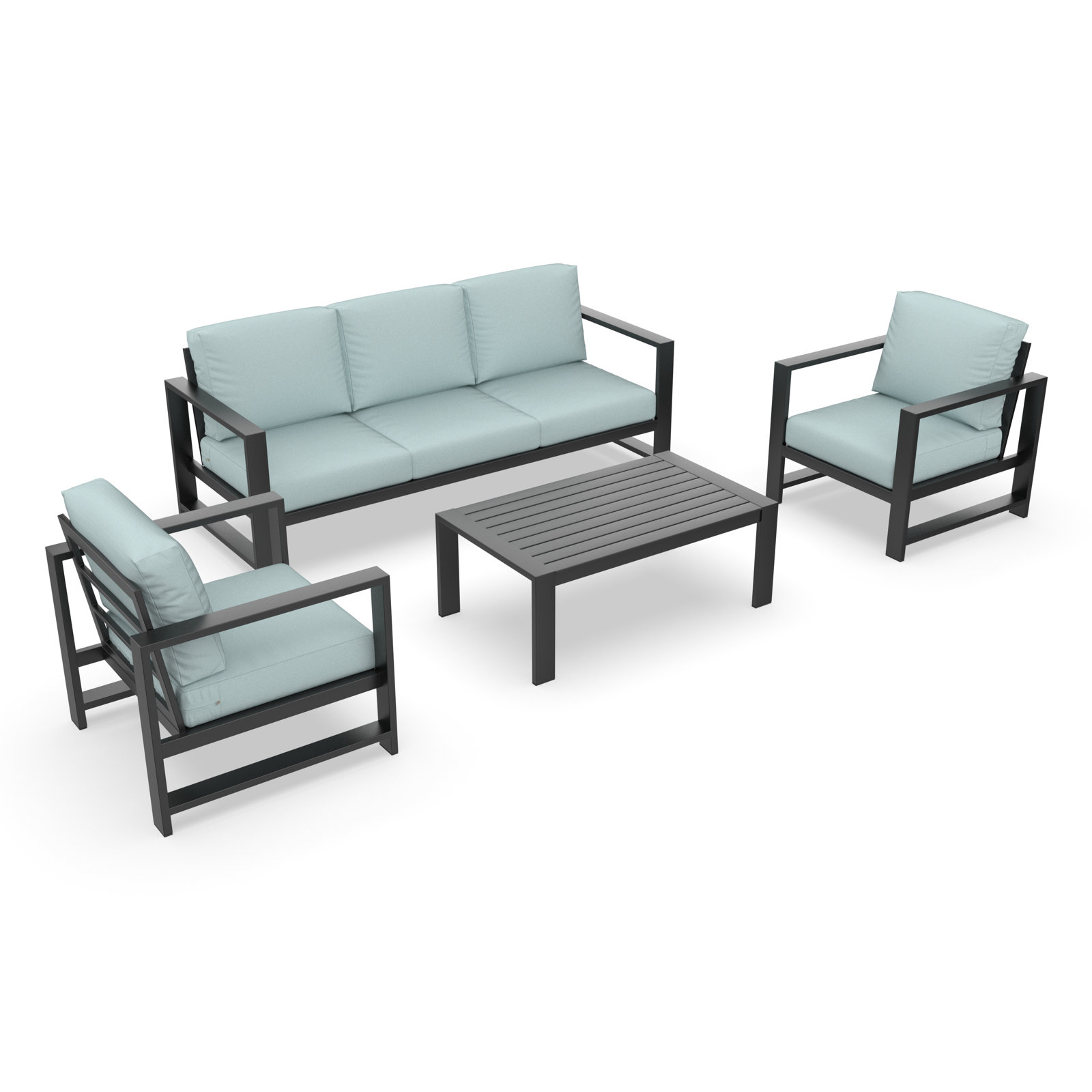 Dulcie 5-Person Sunbrella® Patio Seating Group, Green/Blue