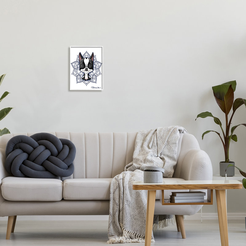 Motif de chiot Relaxed, Giclée encadrée blanc bord de mer, H 14 po x l 11 po x P 1,5 po