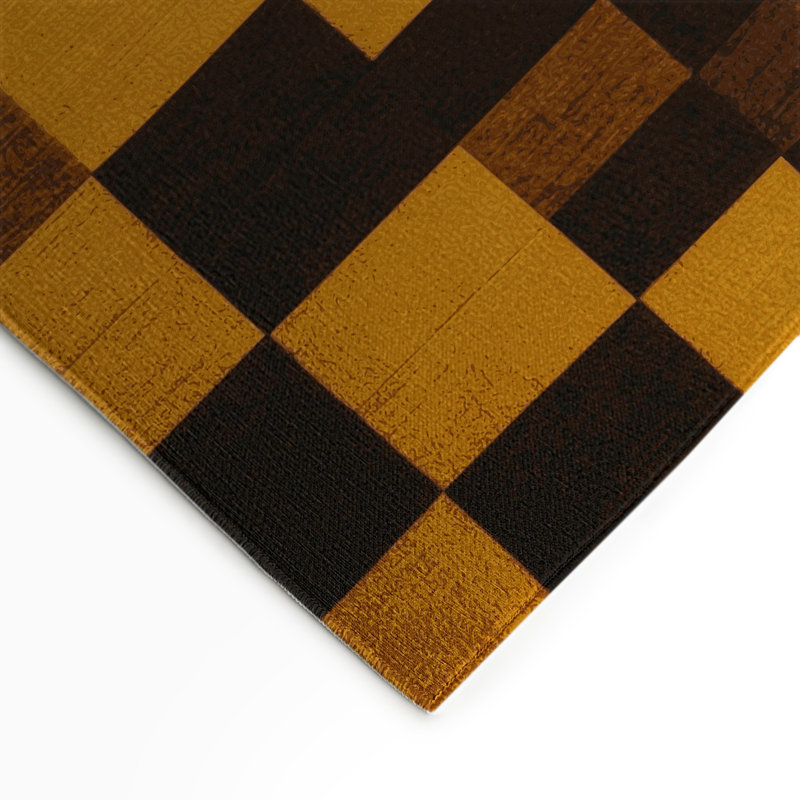 Tapis d'intérieur et d'extérieur à carreaux brun, Rectangle 5 pi x 7 pi