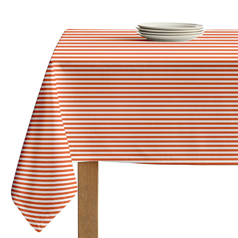 Orange Striped Tablecloth 84" x 60", 84" L x 60" W, Orange