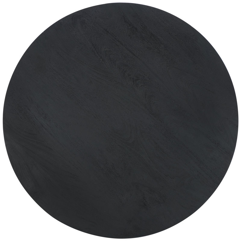 Black Solid Mango Wood Round Coffee Table