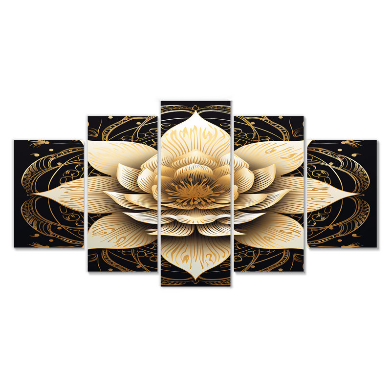Teagin - lotus 5 pièces d'art mural