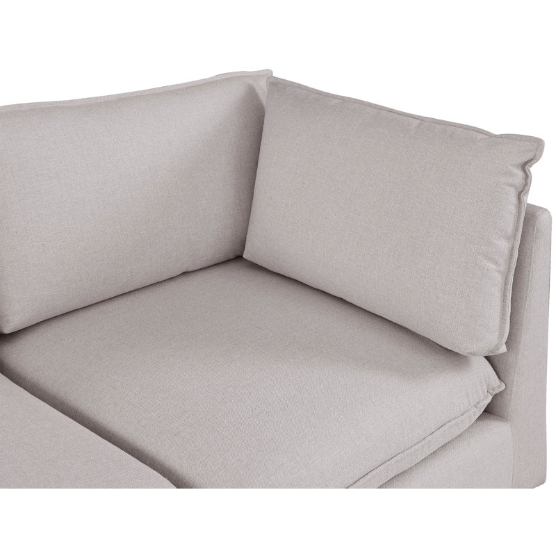 Tupman Upholstered L-Shaped Sectional Reversible, Beige Linen Textured Fabric