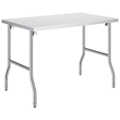 Folding Commercial Prep Table, 48 x 30 Inch Commercial Worktable Workstation, Heavy-duty Stainless Steel Folding Table with 300 lbs Load, Kitchen Work Table