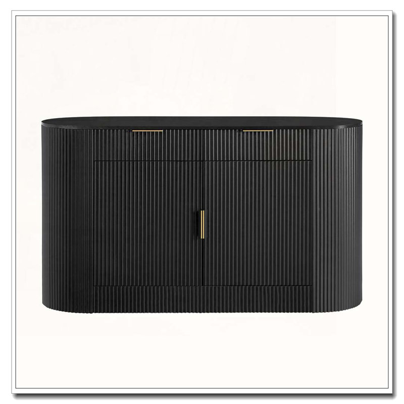 Armoire de rangement moderne 55,1 "avec 2 portes et 2 tiroirs, Noir
