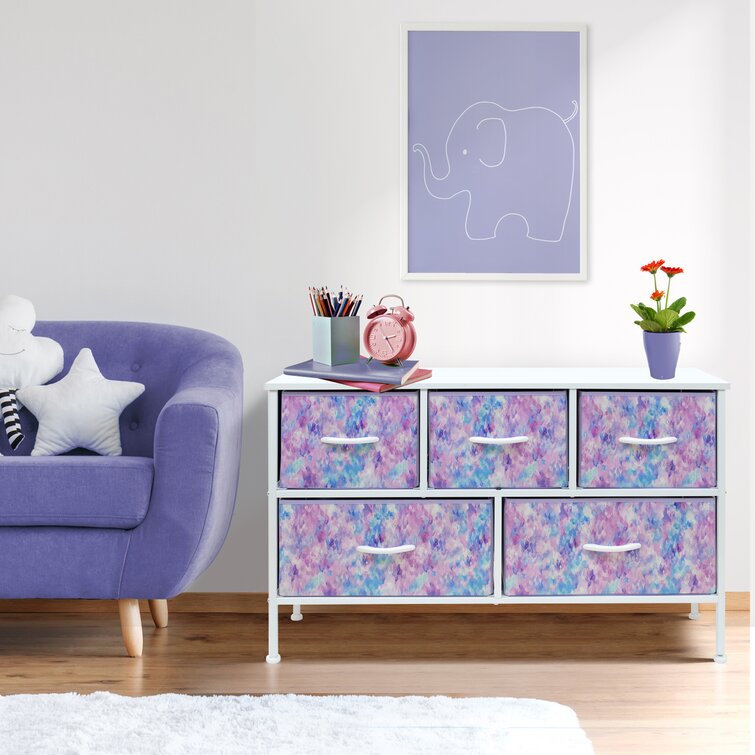 Sorbus 5 Drawer Storage Cube Dresser - Tie-Dye Purple