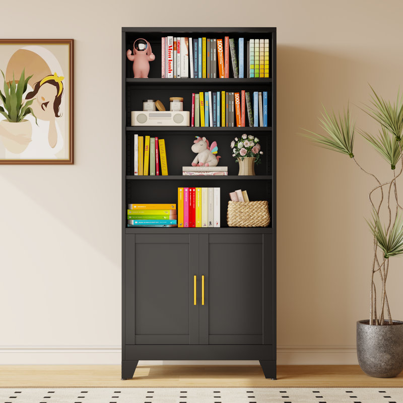 Armoire de rangement ouverte autoportante 75,2 po H Latitude Run® avec tablettes et portes de rangement réglables