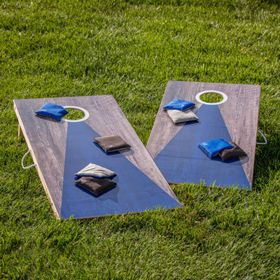 Triumph LED 2x4 Blue/Grey Cornhole Set – Regulation Light-Up Bag Toss Boards with 8 Weather-Resistant Bean Bags – Durable All-Wood Design for Outdoor Tailgates, BBQ Parties & Backyard Fun