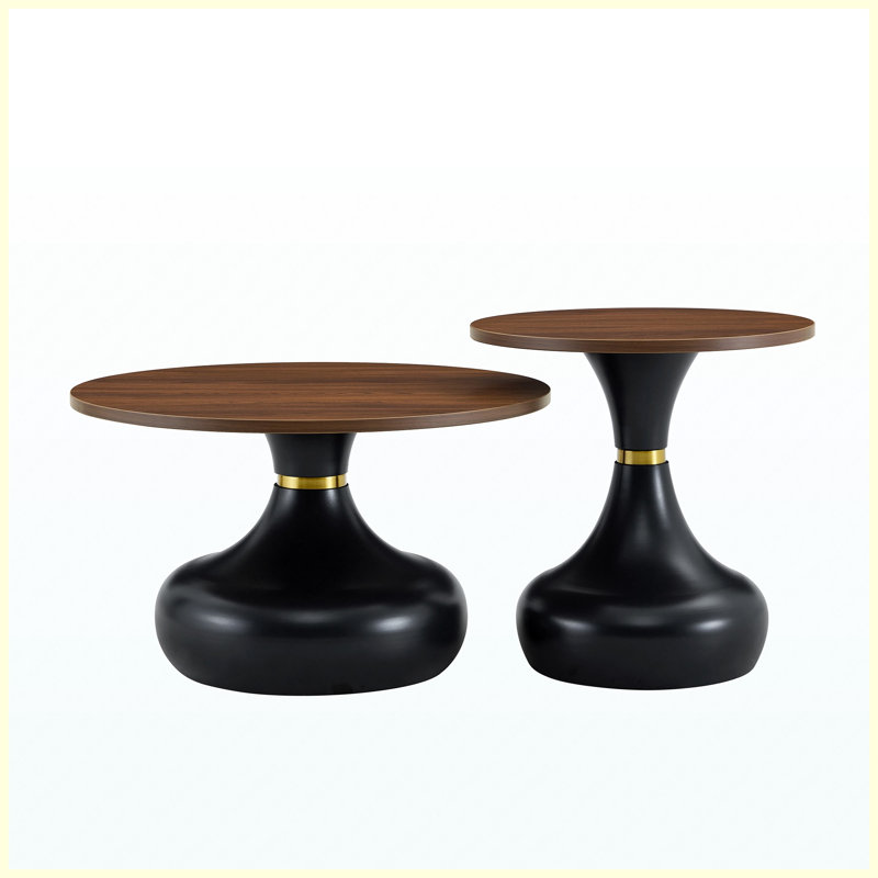 Ensemble de 2 tables gigognes Luxury Luxury, Walnut / Black