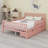 Storage Bed Frame For Kids, Wood Bed With 2 Drawers,Platform Bed With Guardrails On Both Sides For Kids, Girls, Boys-284623391-284623388