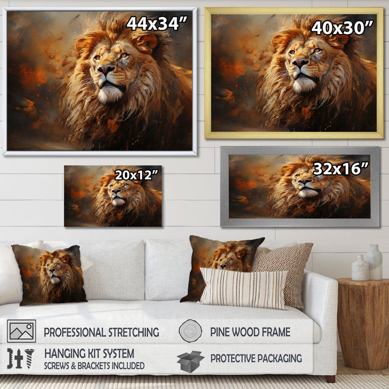 Shimmering Golden Lion Reflections sur impression sur toile, Toile tendue, H 24 po x l 32 po x P 1 po