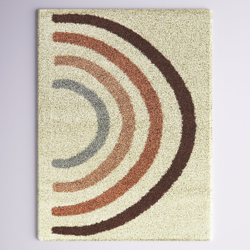 Tapis à poils longs Aldiana, Rectangle 4 pi 4 po x 6 pi, Crème, crème