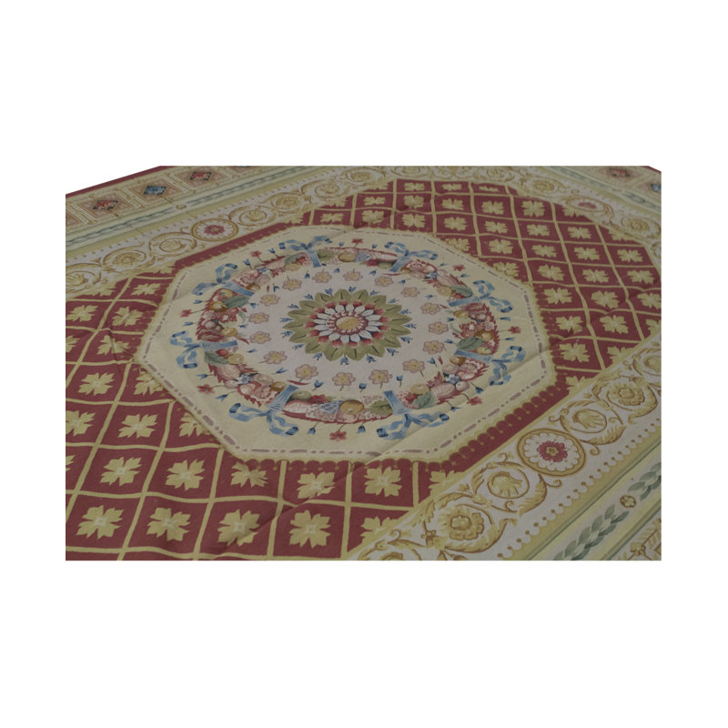 Hand-Knotted High-Quality Rose and Beige Area Rug