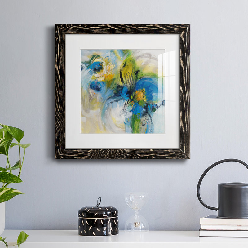 " Twirlwind ", Distressed Black Framed Paper, 31.5" H x 31.5" W x 1.5" D, White