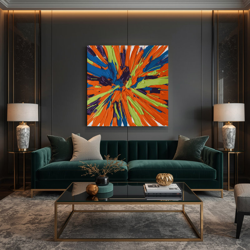 «Neo Expressionism 62», art mural sur toile brune, H 32 po x l 32 po