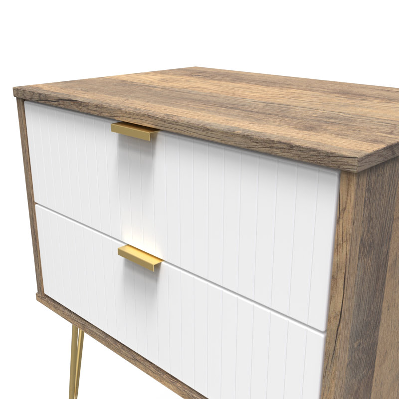 Baudelia 58 cm W Bedside Table, White/Brown