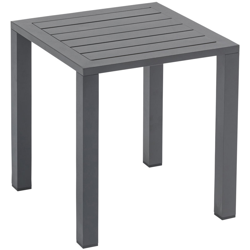 Rectangular Metal Outdoor Side Table , 16.5'' in. W 16.5'' in. D, Dark Gray