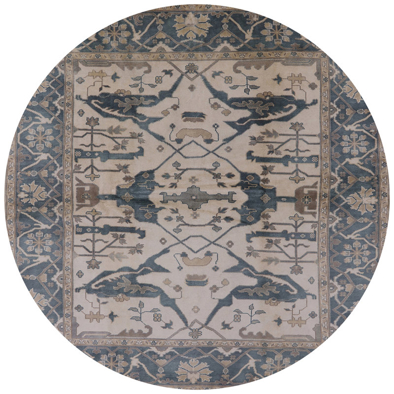 Tapis oriental brun / bleu, Rond 5 pi