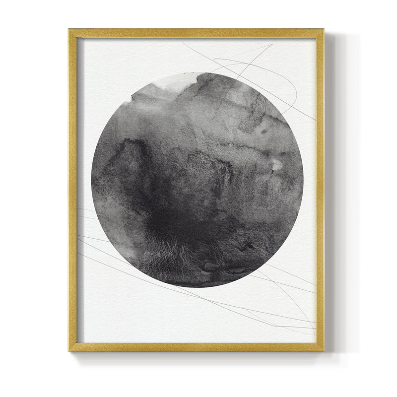 Graphite Moon I, reproduction encadrée - bois massif, H 20 po x l 16 po