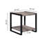 Table de bout contemporaine avec double rangement rustique et tablette brun gris