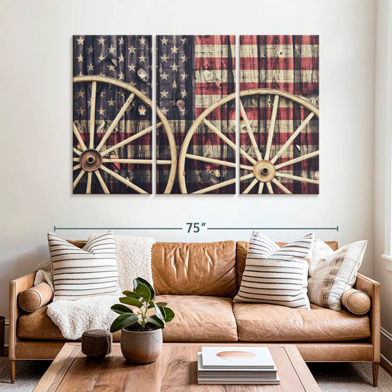 Borges Wagon Wheels American Flag, 42" H x 65" W