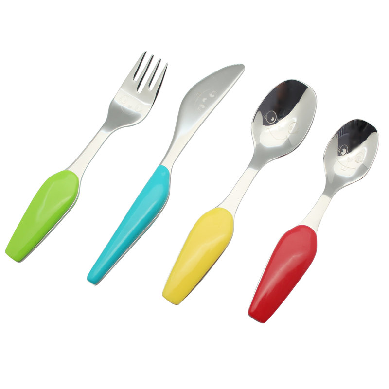 Seaview Childrens Cutlery 4Pcs Stainless Steel/Kids Cutlery/Toddler Utensils/Flatware- 1 X Fork, 1 X Safe Dinner Knife, 1 X Dinner Spoon, 1 X Dessert Spoon (85AE0435D5D947F2AE30E93EC742CE06)