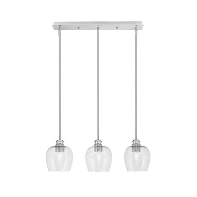 Luminaire suspendu linéaire à 3 lumières Edge avec verre à bulles 6 po Edge