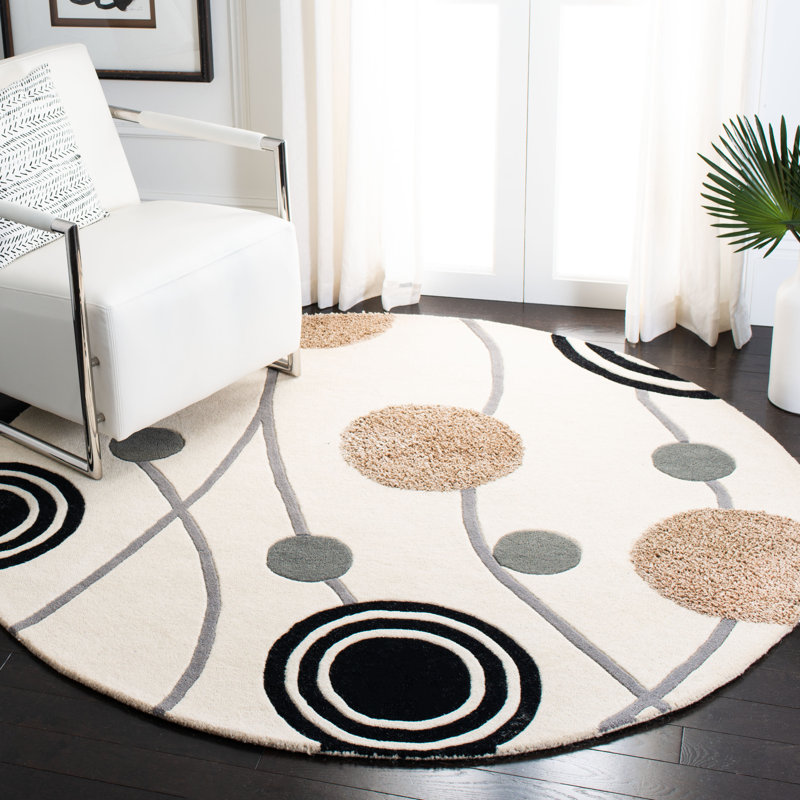 Tapis géométrique en laine touffeté à la main Soho, Rond 6 pi