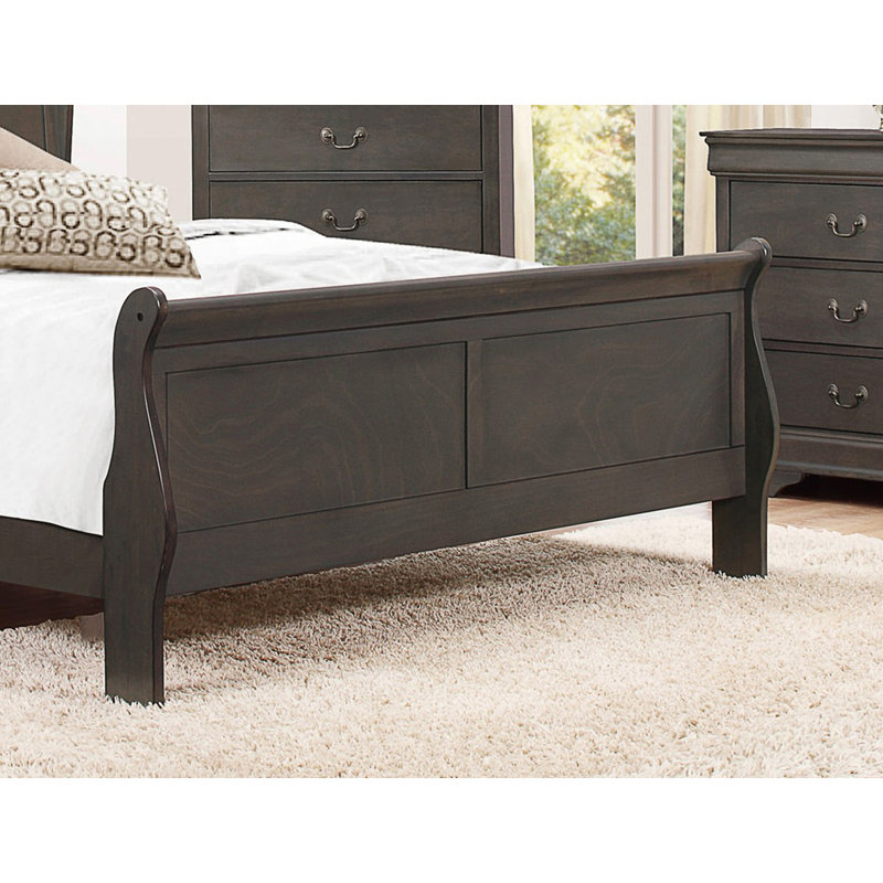 Lit double classique Louis Philippe, Gris, Double