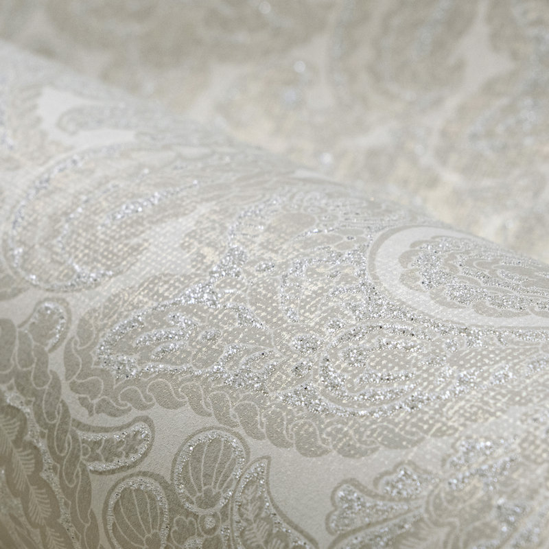 Adonea Aphrodite Glass Beads 3D Embossed 33' L x 21" W Wallpaper Roll, Cream Gold