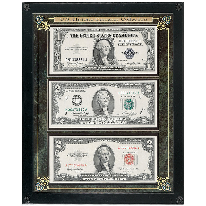 Historic U.S. Currency Collection in Acrylic Frame