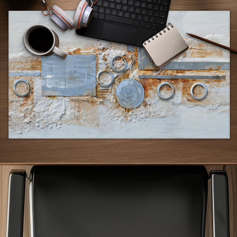 Abstract Shape Metal Finish Office Gray Gaming Mat | Home Decor