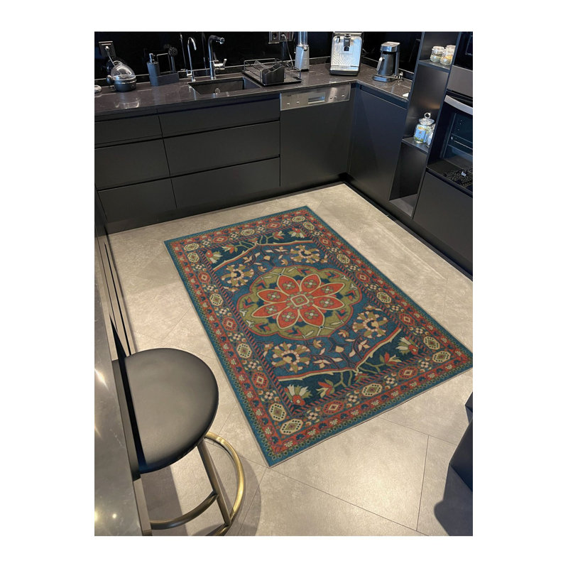 Tapis lavable vert floral, Sous-tapis rectangulaire 4 pi 7 po x 6 pi 7 po inc