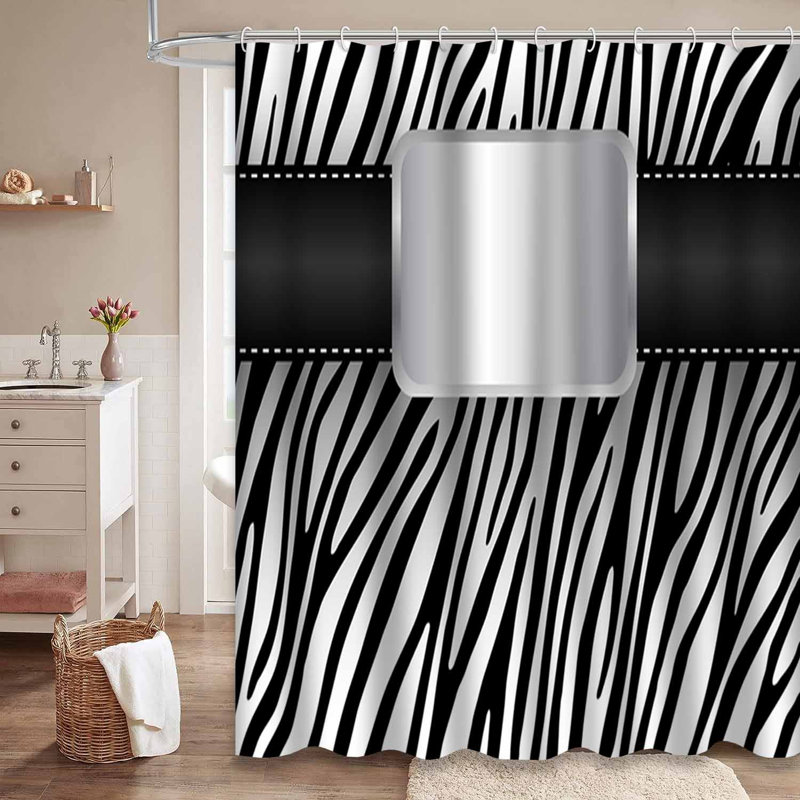 Rideau de douche en cuir noir avec 12 crochets, L 72 po x l 78 po
