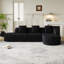 Canapé modulaire incurvé en forme de L de 111,8 pouces, design moderne avec tissu en polyester à poils longs texturé litchi, dossier incurvé avec trois coussins